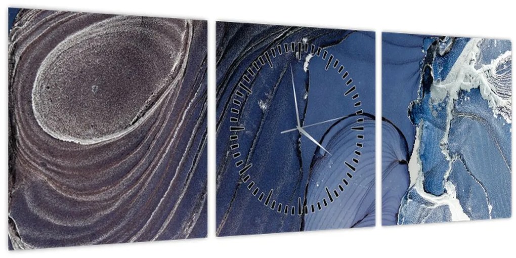 Tablou - Cerneală marmorată (cu ceas) (90x30 cm)