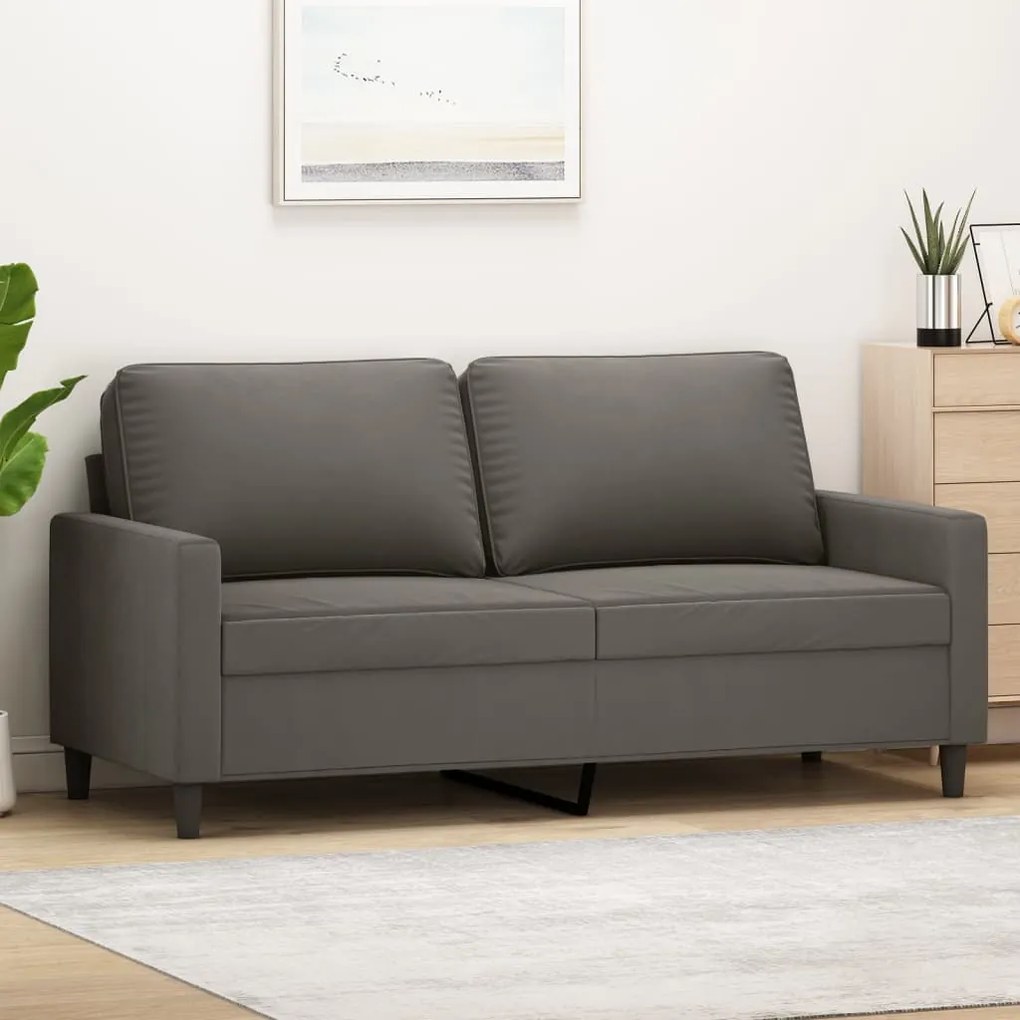 348746 vidaXL Canapea cu 2 locuri, gri închis, 140 cm, catifea