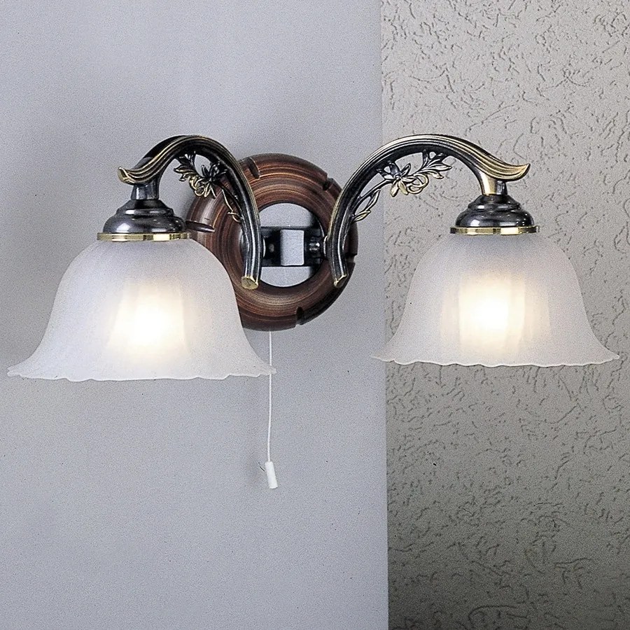 Aplica de perete cu 2 brate design italian din alama cu lemn 2700