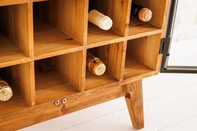 Vitrina cu spatiu depozitare sticle si pahare design industrial Seven Seas 150cm