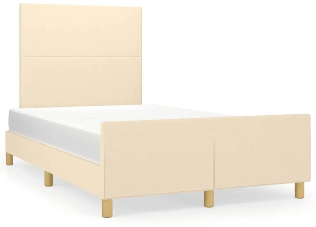 3270504 vidaXL Cadru de pat cu tăblie, crem, 120x190 cm, material textil