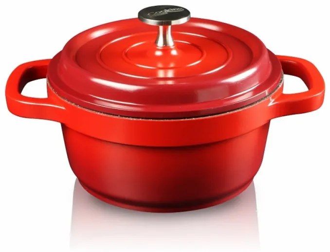 Cratita + capac Home Chef, Heinner Home, 1.2 l, aluminiu turnat, negru/rosu