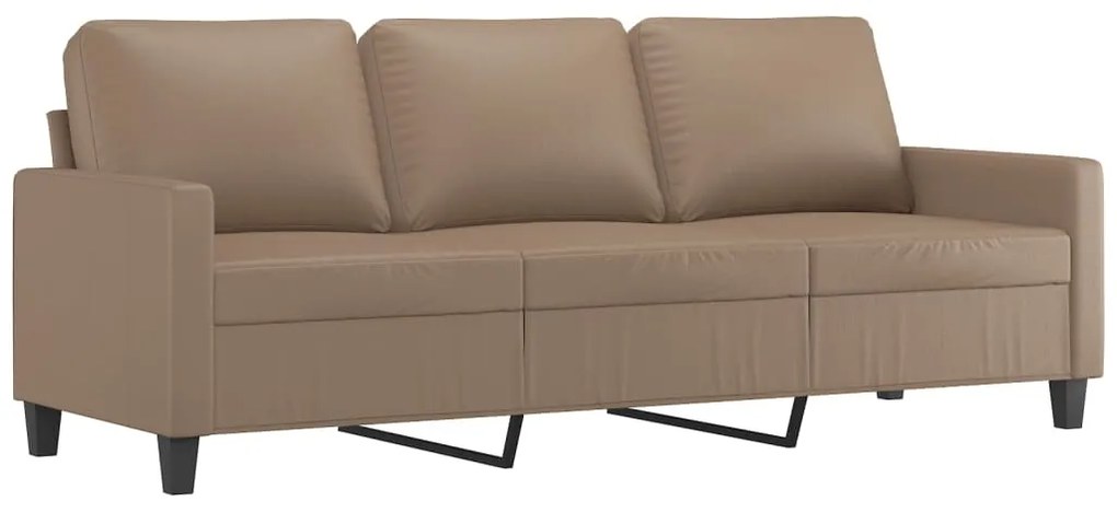 348684 vidaXL Canapea cu 3 locuri, cappuccino, 180 cm, piele ecologică