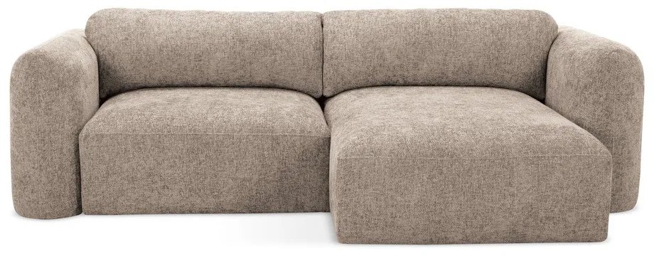 Colțar maro deschis extensibil/cu spațiu de depozitare cu tapițerie din chenille (cu colț pe partea dreaptă/cu șezlong) Mele – Makamii