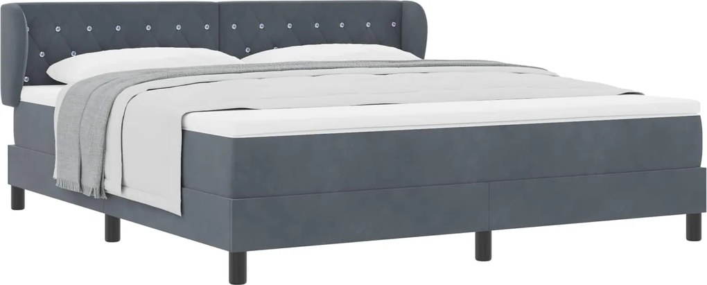 vidaXL Pat cu arcuri cu saltea Gri închis 180 x 200 cm Catifea