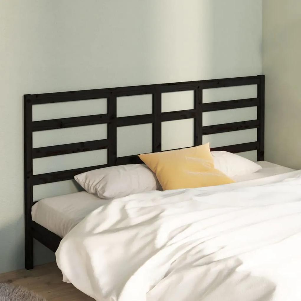 818159 vidaXL Tăblie de pat, negru, 186x4x104 cm, lemn masiv de pin