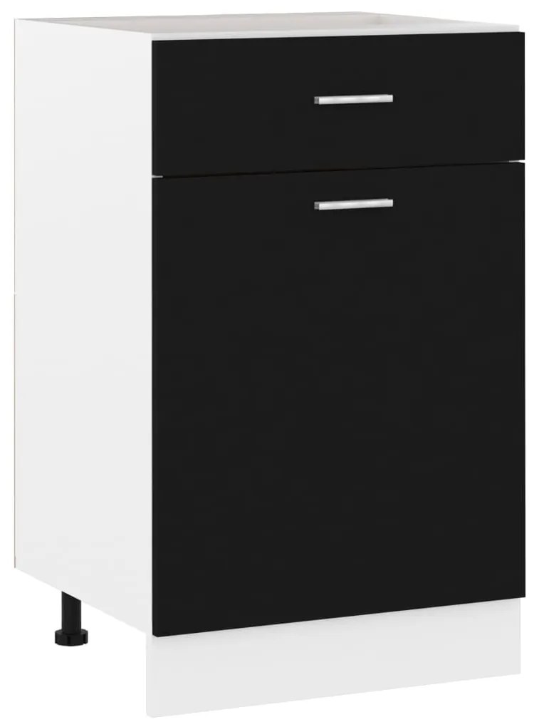 vidaXL Dulap inferior cu sertar “Lyon”, negru, 50x46x81,5 cm