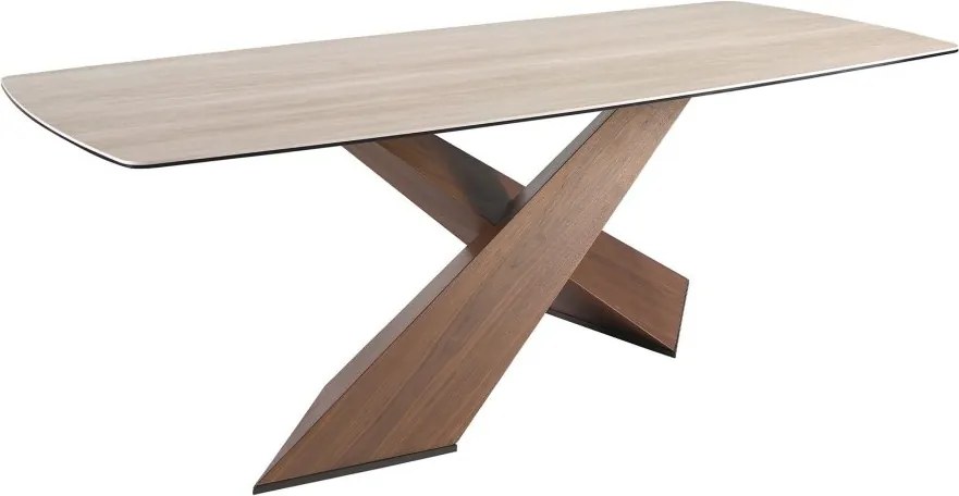 Masa LUX furnir lemn si marmura portelanata Barrel 220x100cm