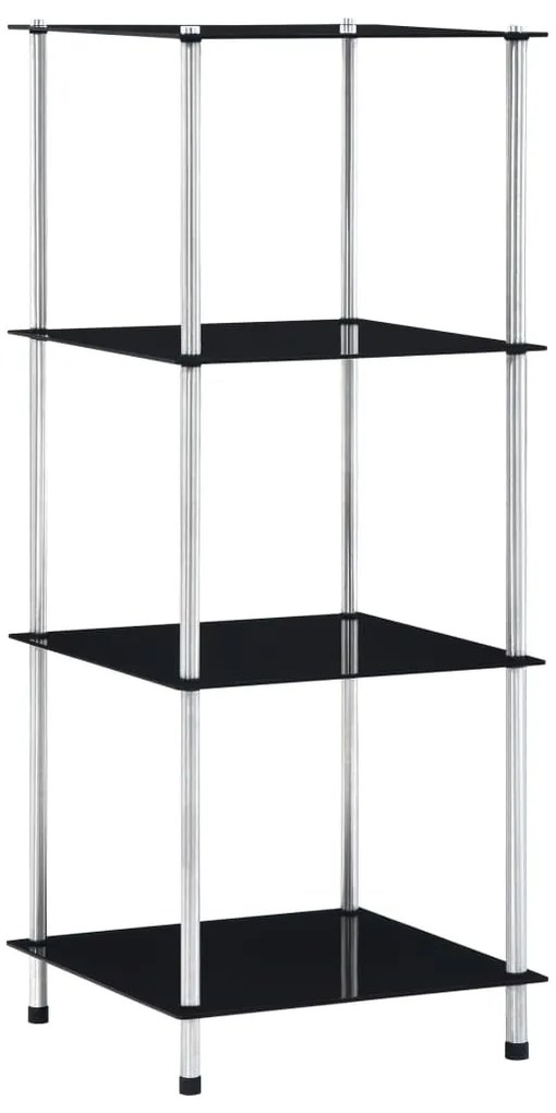 vidaXL Raft cu 4 niveluri, negru, 40 x 40 x 100 cm, sticlă securizată