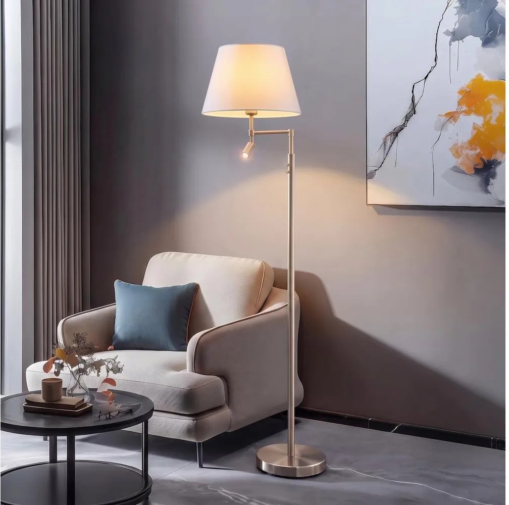 BRILAGI - Lampadar LED CERIA 1xE27/60W/230V + LED/2,1W crom mat/alb