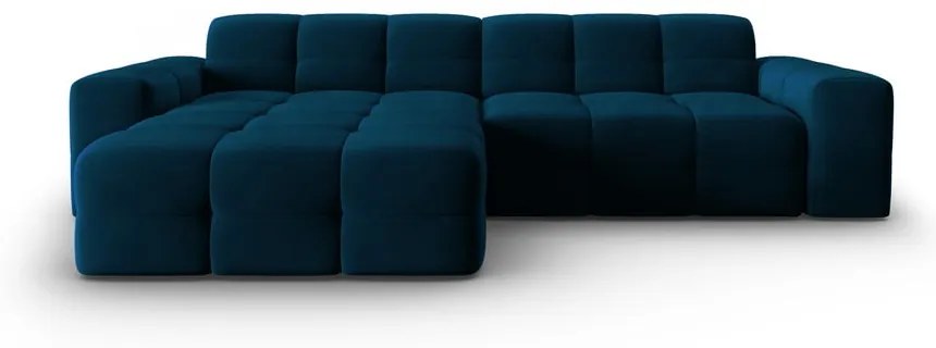 Colțar albastru închis cu tapițerie din catifea (pe partea stângă) Kendal – Micadoni Home