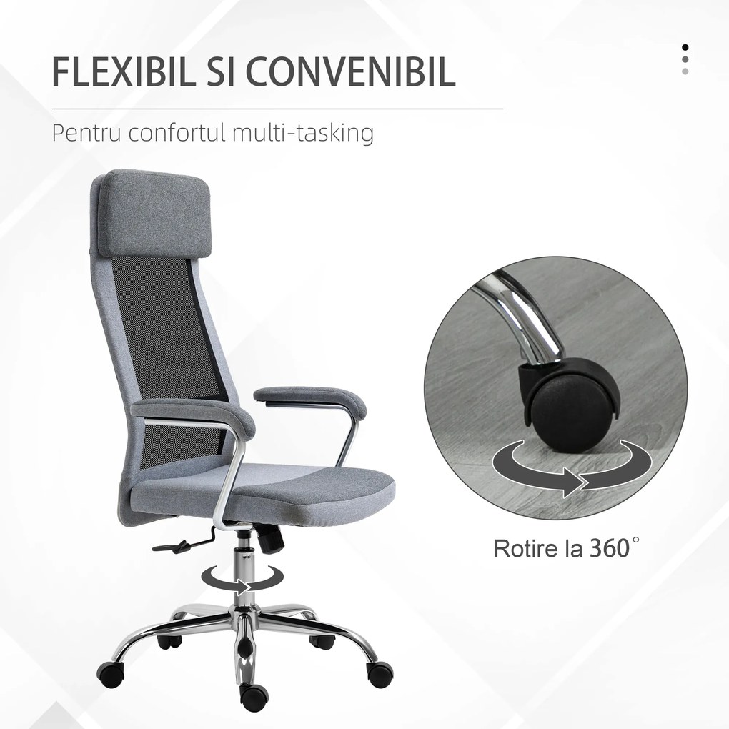 Vinsetto Scaun birou ergonomic, inaltime reglabila, 65x60x119-129cm | Aosom Romania