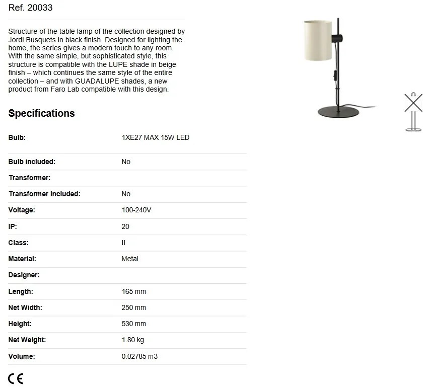 Lampa de masa orientabila design modern GUADALUPE bej
