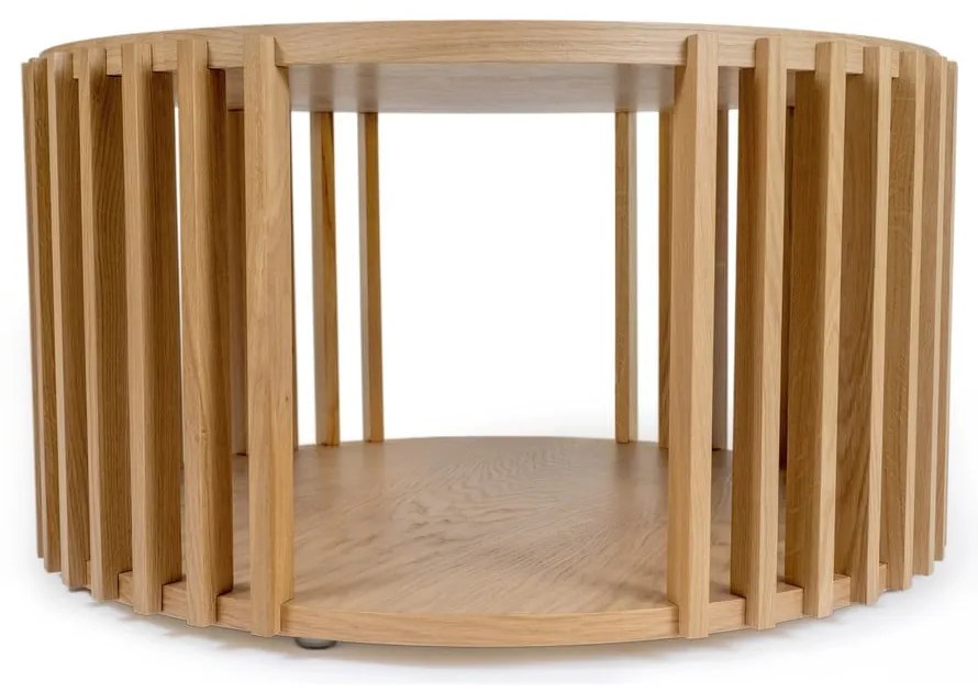 Măsuță auxiliară din lemn de stejar Woodman Drum, ø 83 cm