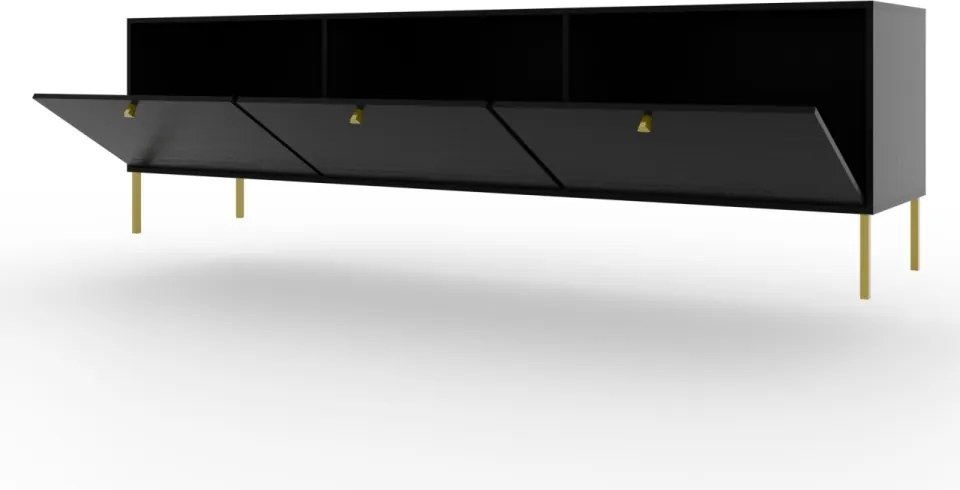 Comodă TV, 180x41x50 cm, Tili, ADRK Furniture (Culoare: Negru / Negru)