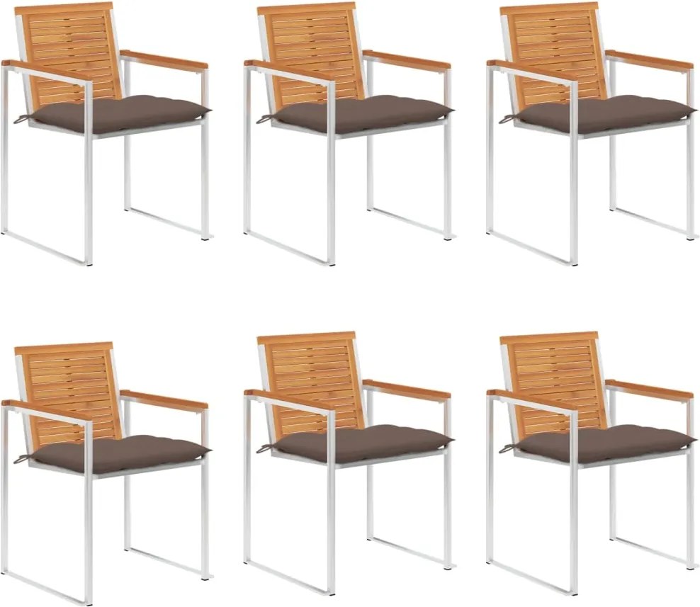 vidaXL Scaune de grădină cu perne, 6 buc., lemn masiv de acacia