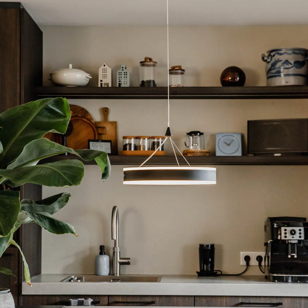 Lampă suspendată neagră 30 cm inclusiv LED cu dimmer în 3 trepte - Lyani