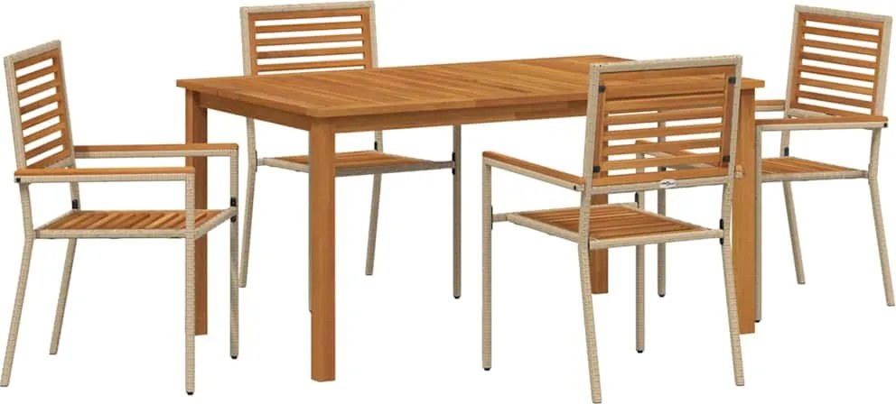 vidaXL Set de masă pentru grădină 5 pcs Bej Lemn Solid de Acacia