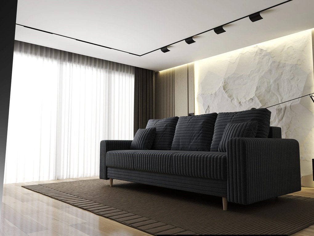 Canapea extensibilă dumonde cu ladă de depozitare si sezut confortabil din spuma high-density, Kronos Ambience Gri 210x100 cm