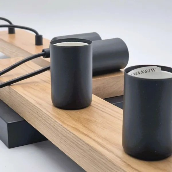 Lustră pe cablu CORTINA 4xE27/15W/230V negru/stejar