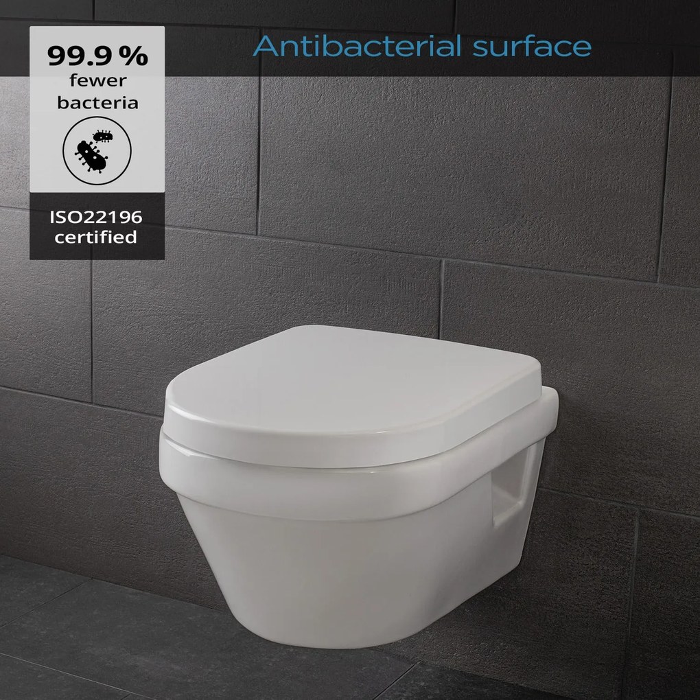 Senzano, scaun de toaletă, în formă de D, pliabil automat, antibacterian, alb