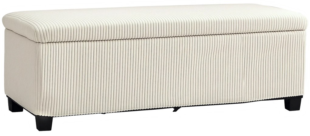 HOMCOM Banc de depozitare capăt de pat din catifea cordonată cu capac, pentru salon, dormitor, intrare, 112 x 42 x 40 cm, bej | Aosom Romania