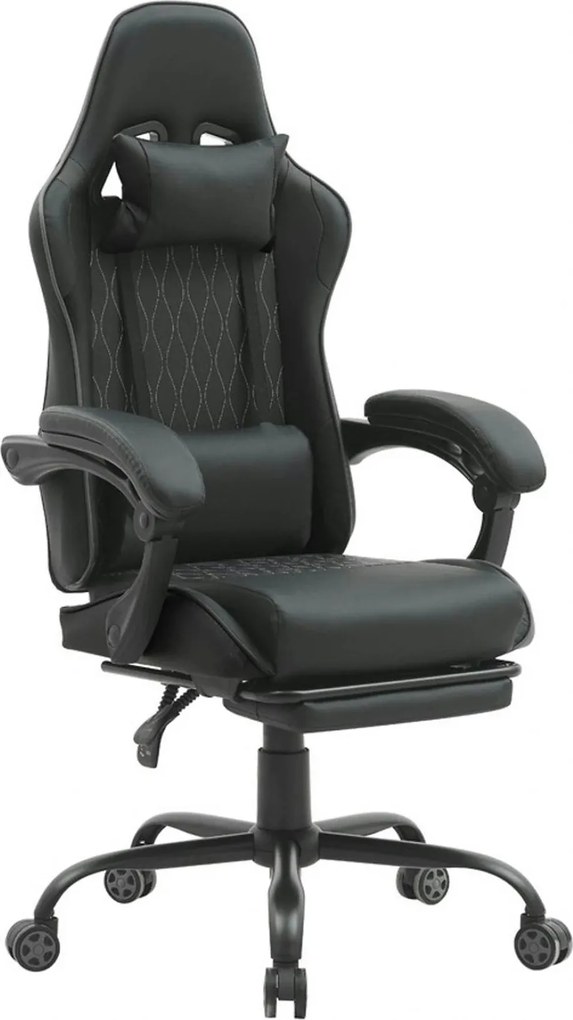 Scaun gaming G-TURBO, negru, piele ecologica/metal, 65x64x125/135 cm