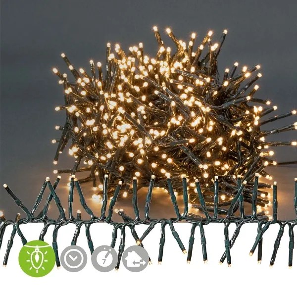 Nedis CLCS768 - Ghirlandă LED de exterior, 768 LED/7 funcții, 8,6 m, IP44, alb cald