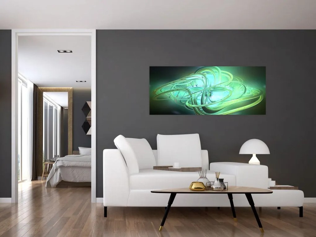 Tabloul cu abstracție verde (120x50 cm)