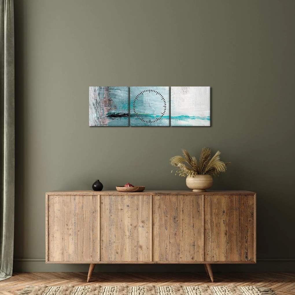 Tablou - pictură abstractă în ulei (cu ceas) (90x30 cm)