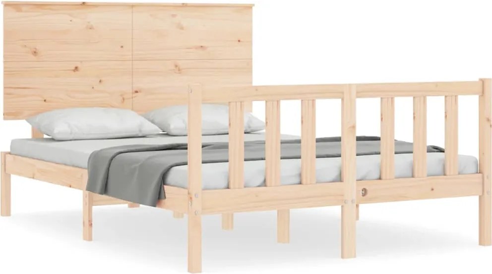 vidaXL Cadru de pat fără saltea, 140x190 cm, lemn masiv de pin