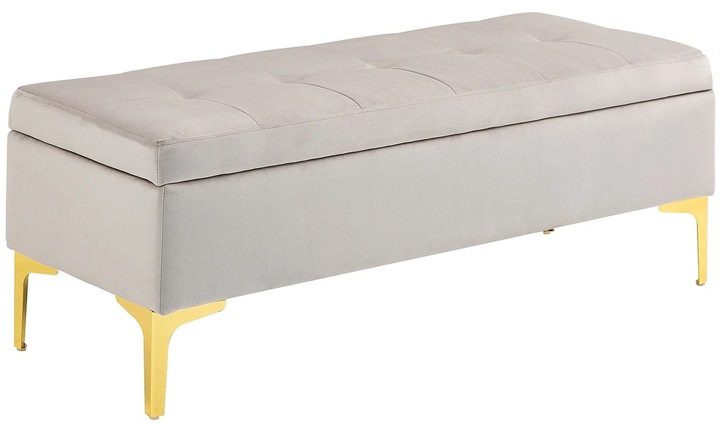 HOMCOM Bancă Otomană de Depozitare, Capăt de Pat din Catifea cu Picioare și Spațiu de Depozitare, 120x44x44.5 cm, Gri Deschis | Aosom Romania