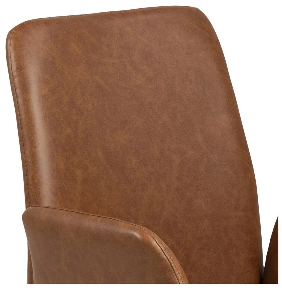 Scaun de sufragerie maro coniac cu cotiere tapițat Naya – Actona