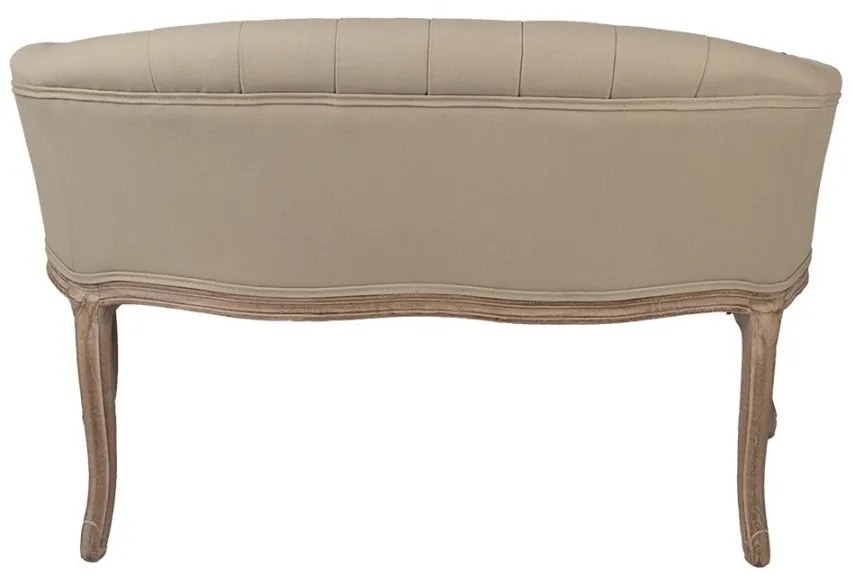 Banchetă shabby chic 2 locuri, cu spătar, bej, stofa, 104x55x70 cm