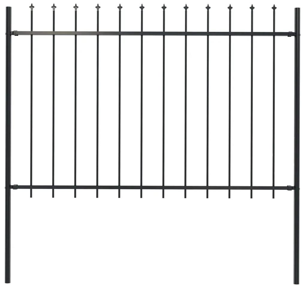 Gard de gradina cu varf ascutit, negru, 1,7 m, otel 1, 1.2 m, 1.7 m