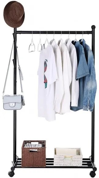 Cuier Haine Garment Negru, 85.2 x 42.5 x 174 cm