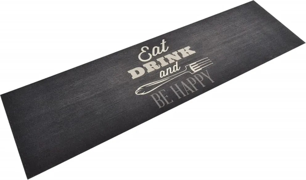 vidaXL Covor de bucătărie lavabil Kitchen, negru, 45x150 cm, catifea