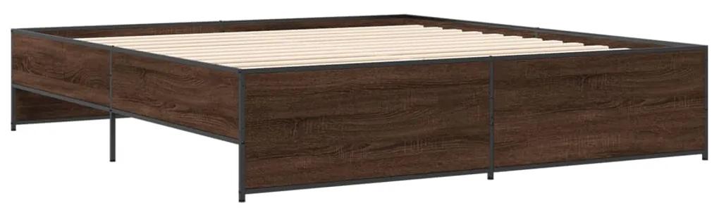 3279876 vidaXL Cadru de pat, stejar maro, 180x200 cm, lemn prelucrat și metal