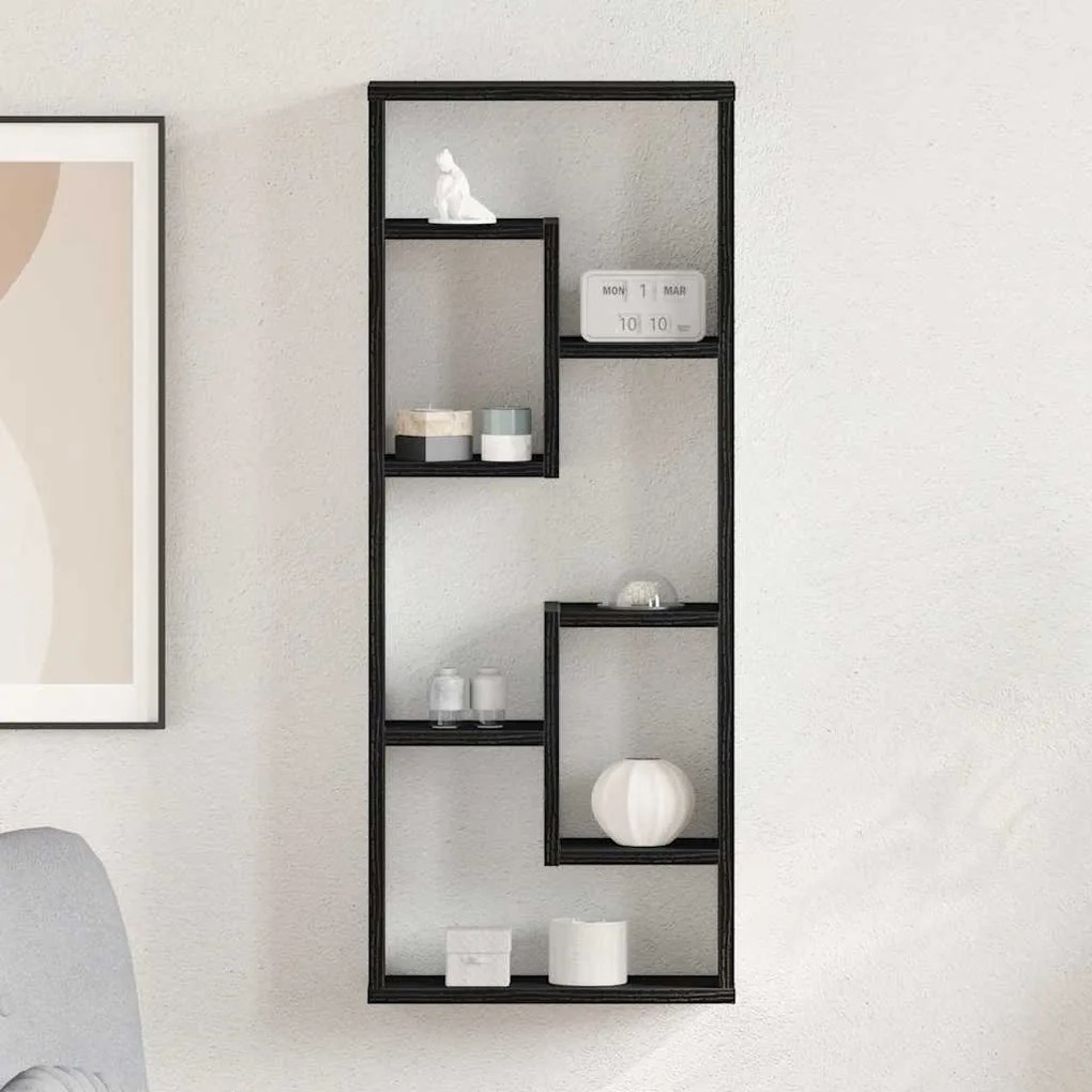 vidaXL Raft de perete, stejar negru, 36x16x90 cm, lemn stratificat