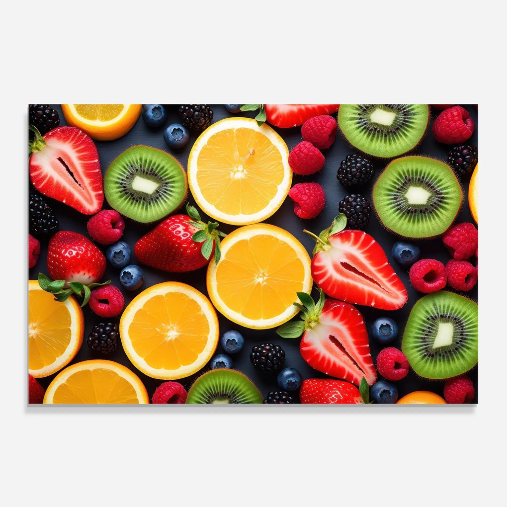 Panou Sticla Bucatarie, 30x40cm, Protectie aragaz, Antistropi, Termorezistent, Alimente, Fructe, Orange Fruit Mix