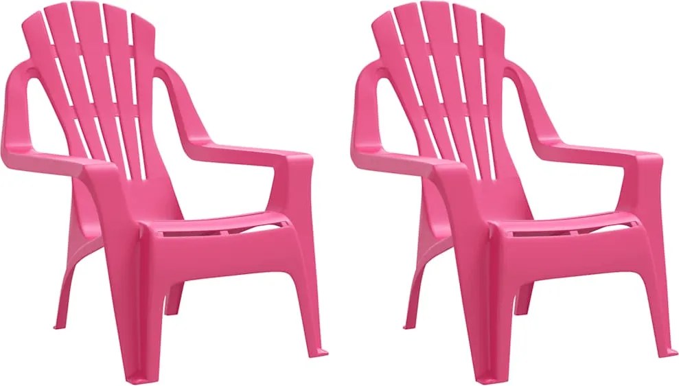 vidaXL Scaune grădină de copii 2 buc. roz 37x34x44 cm PP aspect lemn