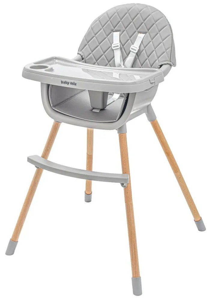 Scaun înalt Baby Mix Freja wooden, gri