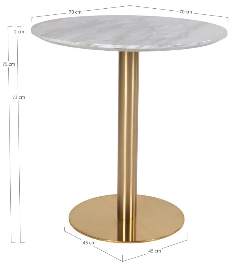 Masă de dining rotundă cu blat cu aspect de marmură ø 70 cm Bolzano – House Nordic