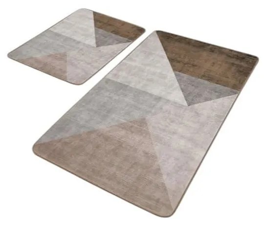 Covorașe de baie gri-maro 2 buc. din catifea 60x100 cm – Mila Home