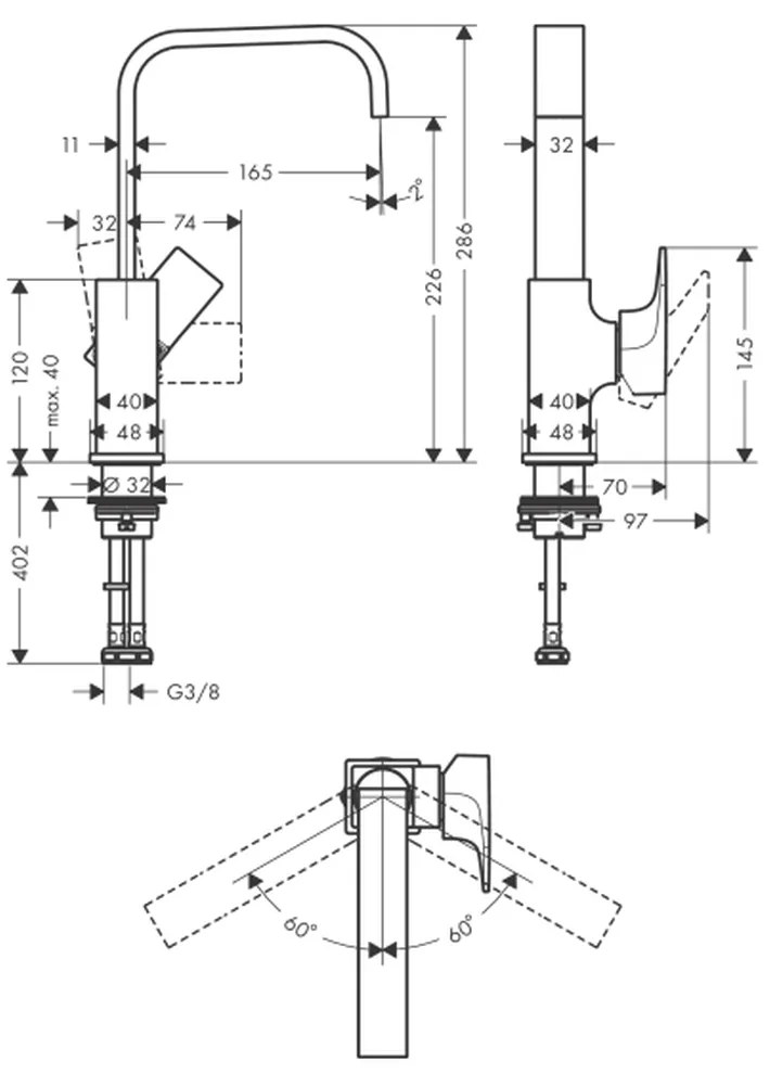 Baterie lavoar cu ventil push-open, culoare crom Hansgrohe Metropol 230 32511000