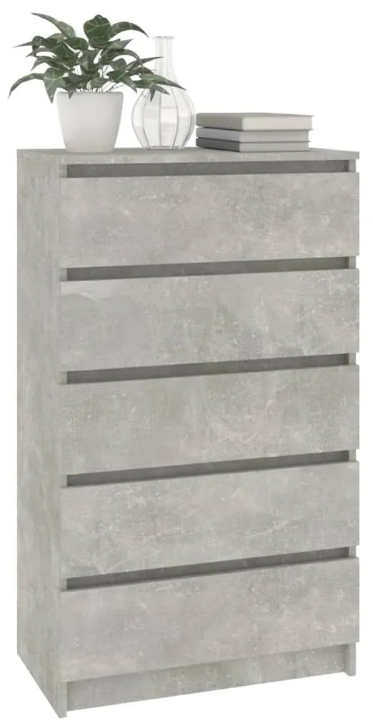 Dulap cu sertare, gri beton, 60x36x103 cm, lemn prelucrat