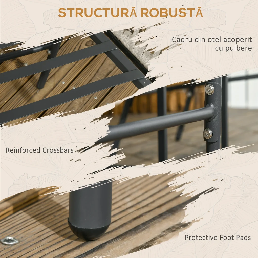 Outsunny Set Bohem de Scaune de Terasa din Franghie Impletita 2 Bucati, Scaune de Exterior cu Perne Confortabile, Design Modern | Aosom Romania