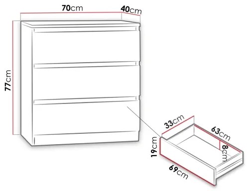 Comodă MALWA 77x70 cm negru