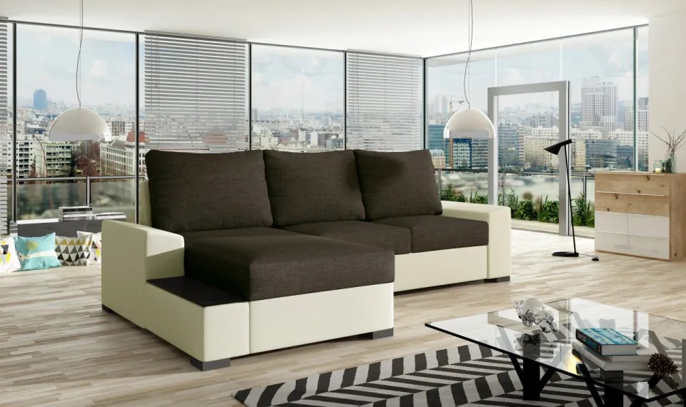 Coltar extensibil, cu spatiu pentru depozitare, 245x160x90 cm, Negro L02, Eltap (Culoare: Verde inchis / Gri)