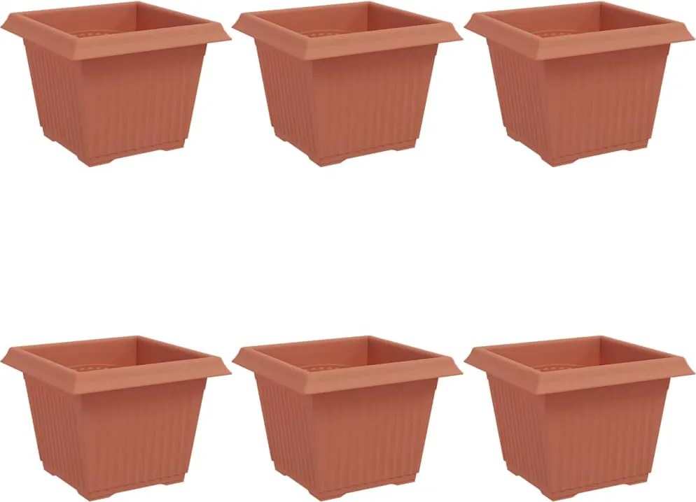 vidaXL Vază pătrată pentru flori 6 pcs Roșu cărămidă 23 x 23 x 17,5 cm